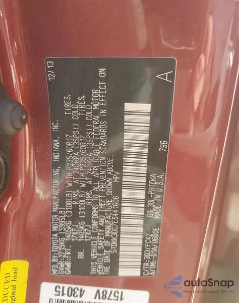 2014 Toyota Sienna Le from USA, damaged, VIN 5TDKK3DC7ES441606